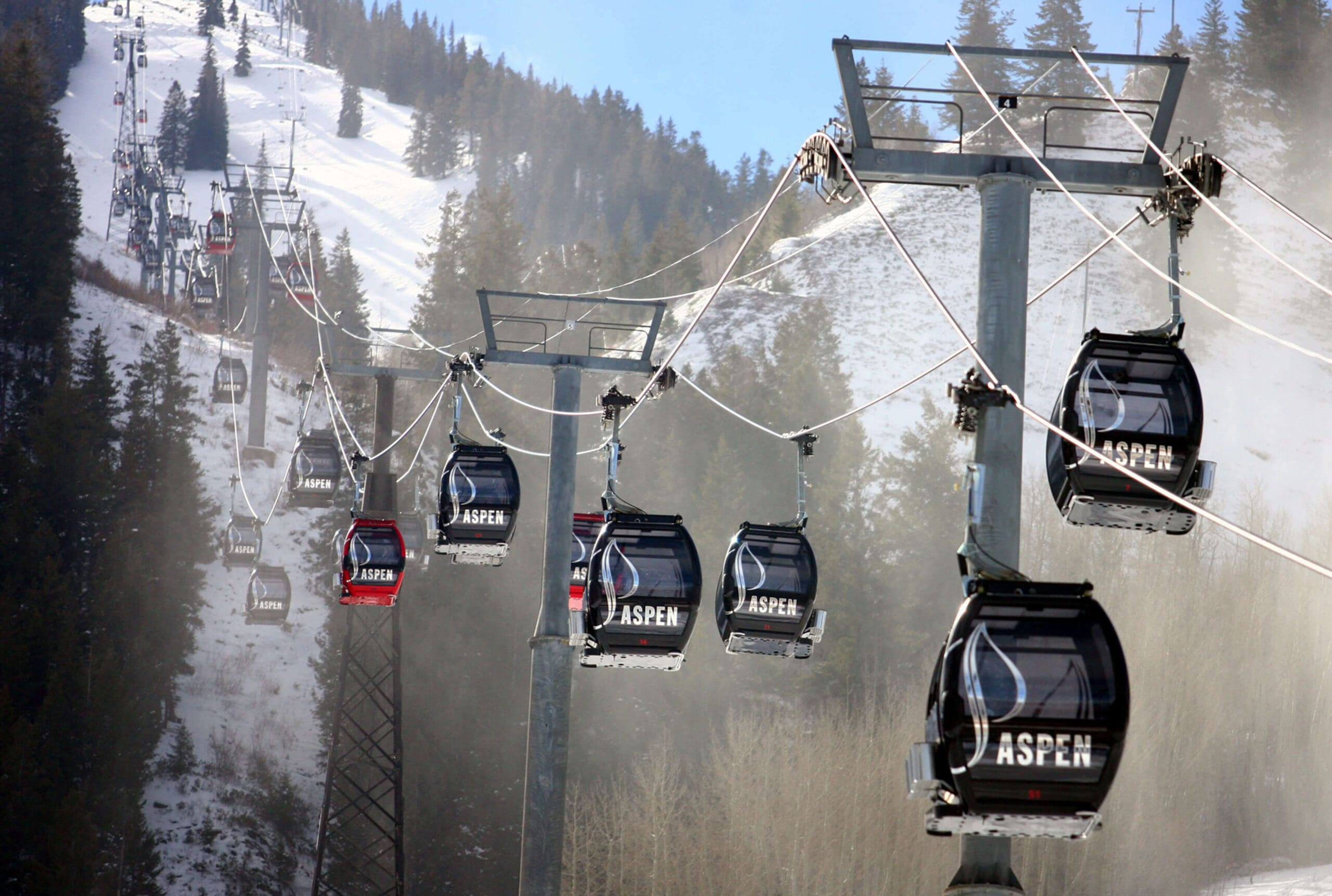 Gondolas over the mountain in aspen - aspen ski rental delivery