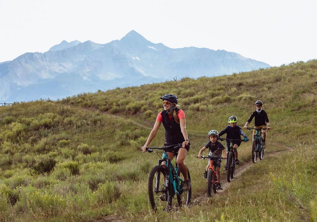 Family mountain biking in the mountains
