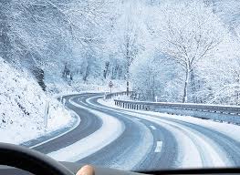 winter driving on a snowy road