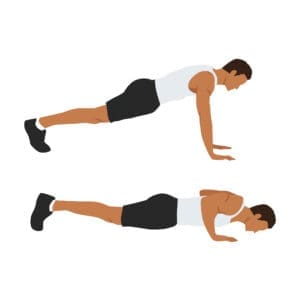 Man character doing push up flat vector illustration isolated on different layers